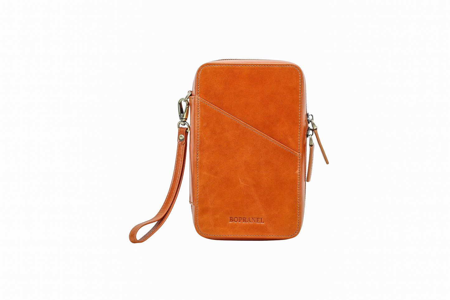 L’Essentiel - Pochette de voyage en Cuir Sienne