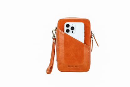 L’Essentiel - Pochette de voyage en Cuir Sienne