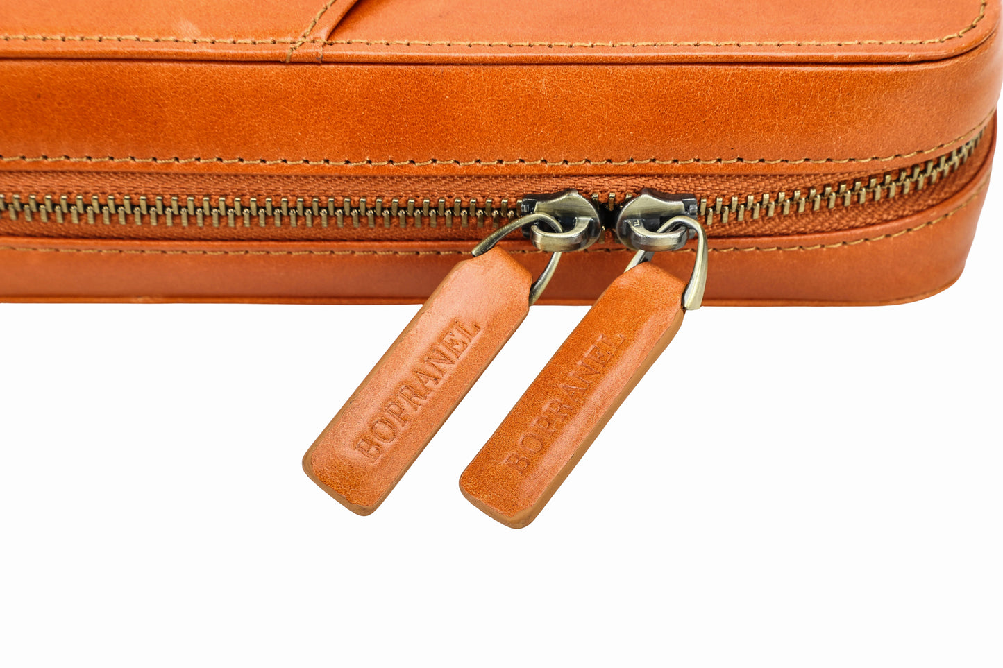 L’Essentiel - Pochette de voyage en Cuir Sienne