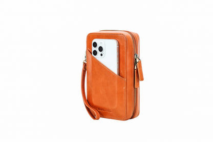 L’Essentiel - Pochette de voyage en Cuir Sienne