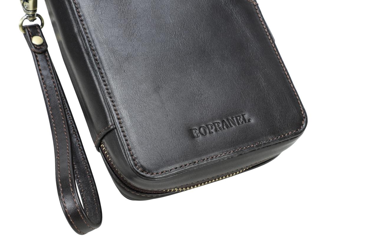 L’Essentiel - Pochette de voyage en Cuir Ombre