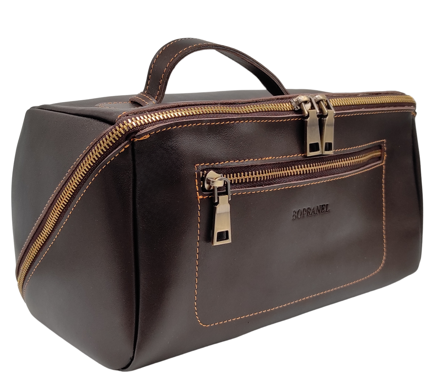 L’INTERVALLE Trousse de voyage en cuir café